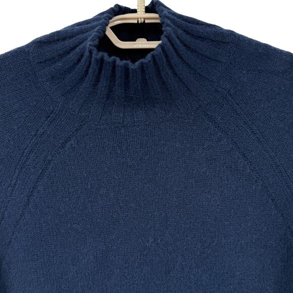 Skull Cashmere 100% Cashmere Sweater Navy Mock Neck Boxy Raglan M Oversized - Picture 2 of 6